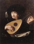 unknow artist A Young man tuning a lute oil painting on canvas